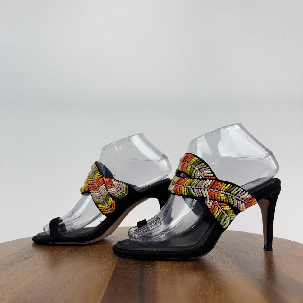New Womens Jessica Simpson Rixei Black Rainbow Beaded Heel Sandals Size 6 M NWOB - Picture 2 of 9